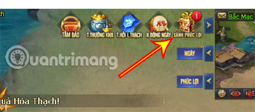 Chọn mục Phúc Lợi ở góc trên cùng bên phải.