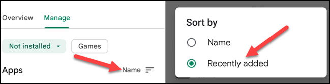 Chọn “Recently Added”