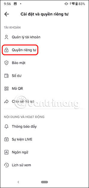 Quyền riêng tư TikTok