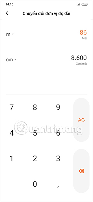Kết quả đổi đơn vị đo