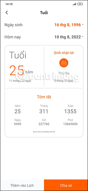 Hiển thị ngày sinh