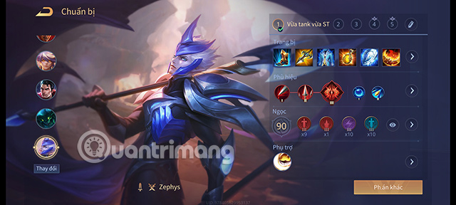 How to equip Zephys for solo lane