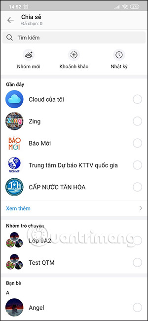 Chia sẻ hình ảnh sang Zalo