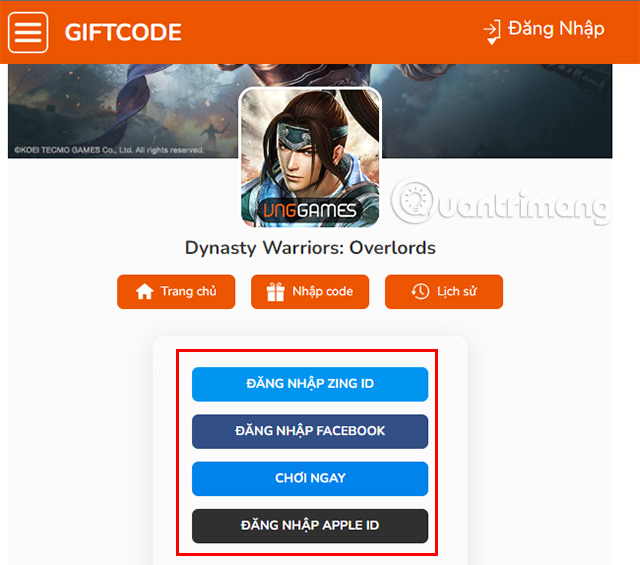 Đăng nhập vào tài khoản game của bạn