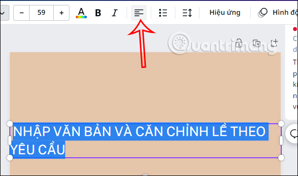 Căn lề chữ trên Canva