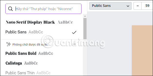Điều chỉnh font chữ Canva
