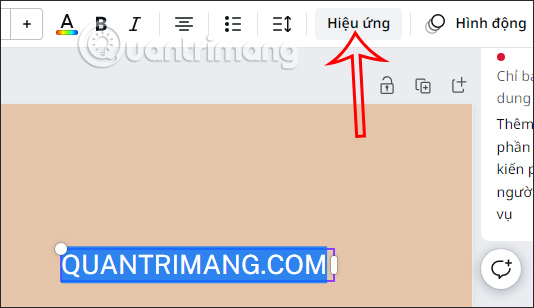 Chọn Hiệu ứng Canva