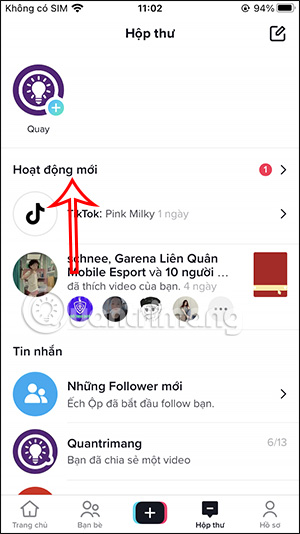 Xem hoạt động TikTok