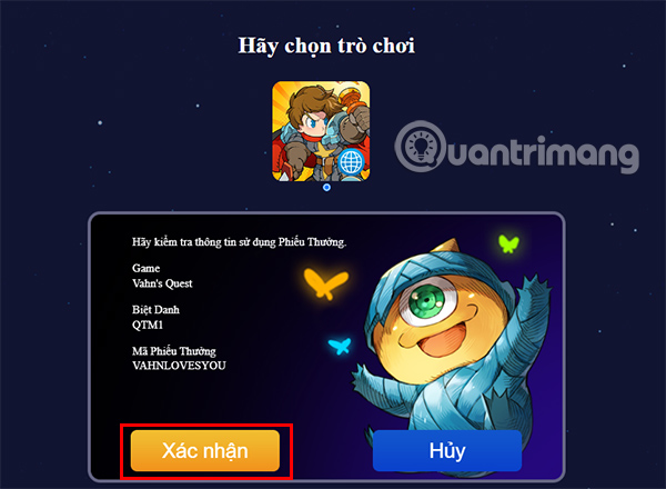 Kiểm tra lại thông tin một lần trước khi nhấn Confirm.