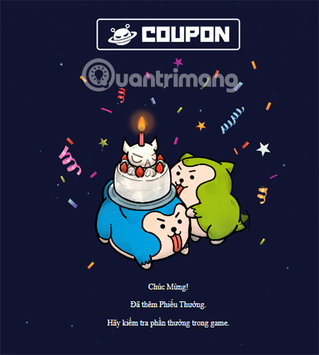 Thông báo đổi code thành công xuất hiện