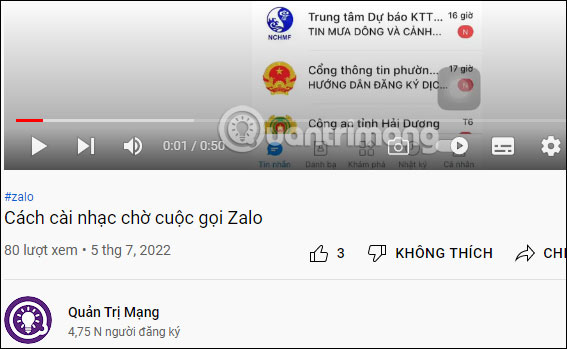 Chuyển sang giao diện xem video thông thường