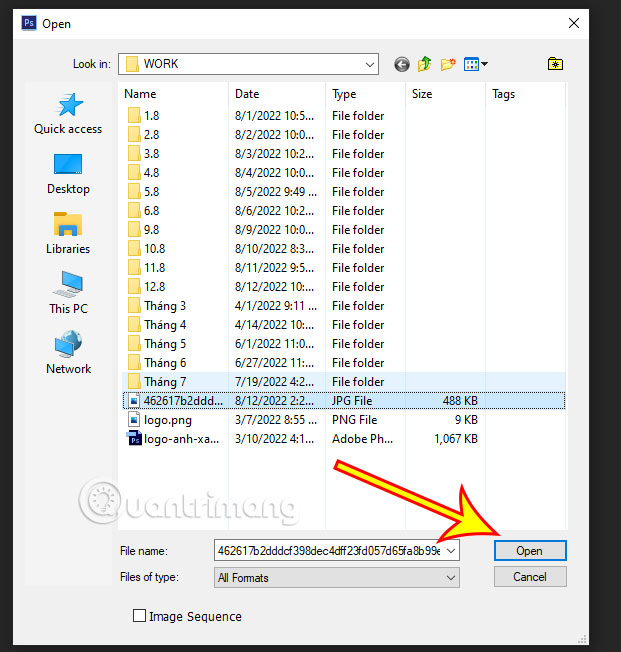 Mở file ảnh muốn chỉnh sửa kích thước
