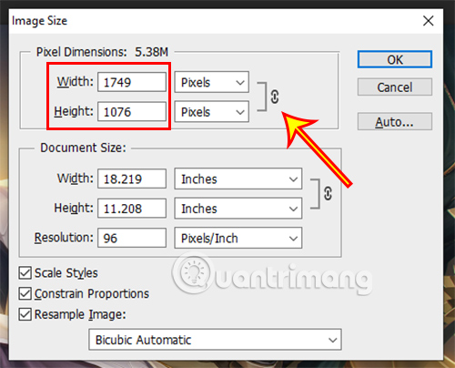 Điều chỉnh lại kích thước của ảnh