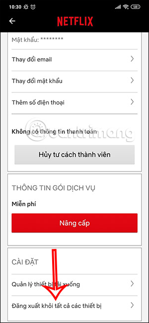 Chọn đăng xuất Netflix