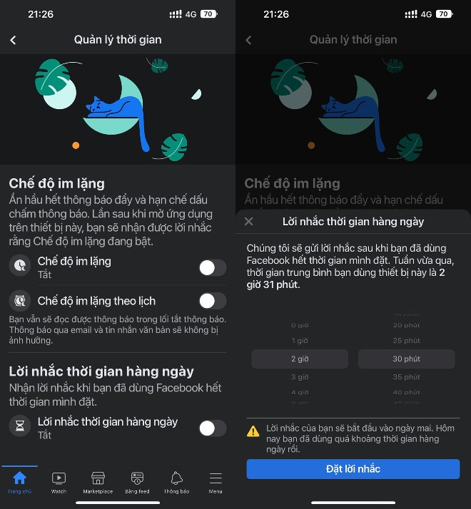 Thiết lập cảnh báo sử dụng Facebook