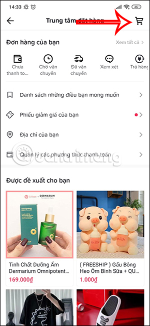 Xem giỏ hàng TikTok Shop