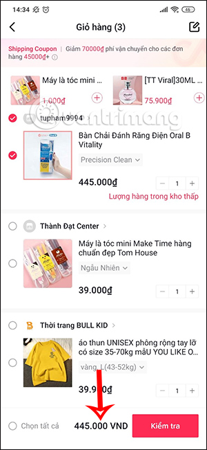 Chọn sản phẩm trên TikTok Shop