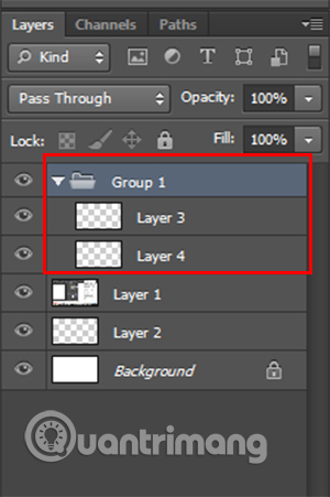 Nhấn tổ hợp phím Ctrl + G để tạo nhóm layer