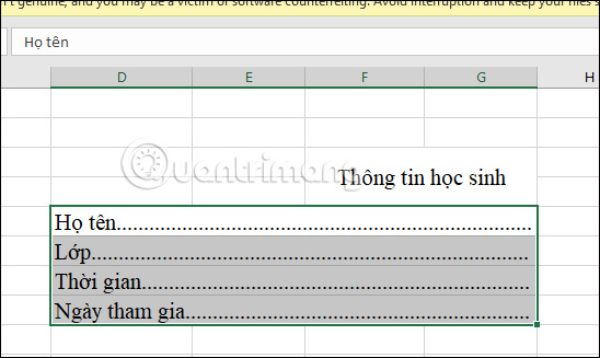 Cách tạo dòng dấu chấm trong Excel - Ảnh minh hoạ 6