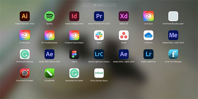 Các ứng dụng đã cài đặt trên Apple Mac bao gồm những ứng dụng Adobe và bộ CorelDRAW
