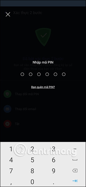 Nhập mã xác minh Viber 2 bước