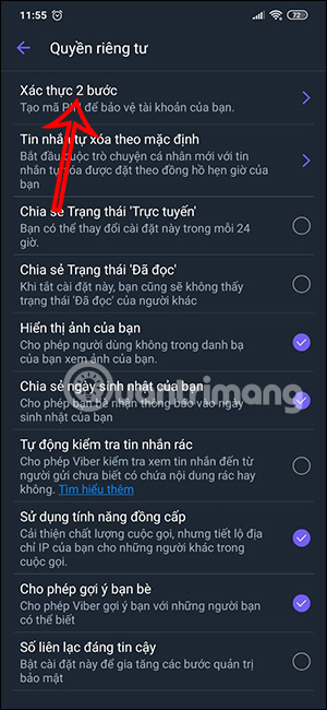 Xác thực 2 bước Viber 