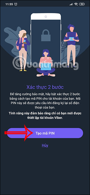 Tạo mã pin 2 bước Viber