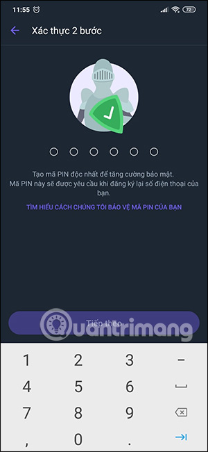 Nhập mã PIN Viber