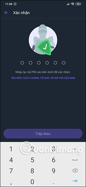 Nhập lại mã PIN Viber