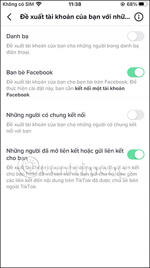 Tắt gợi ý tài khoản TikTok