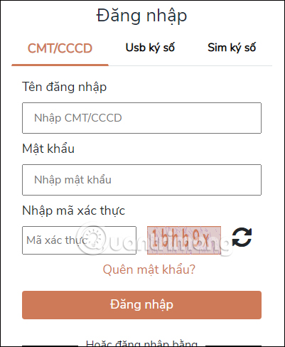 Thông tin tài khoản Cổng dịch vụ công quốc gia