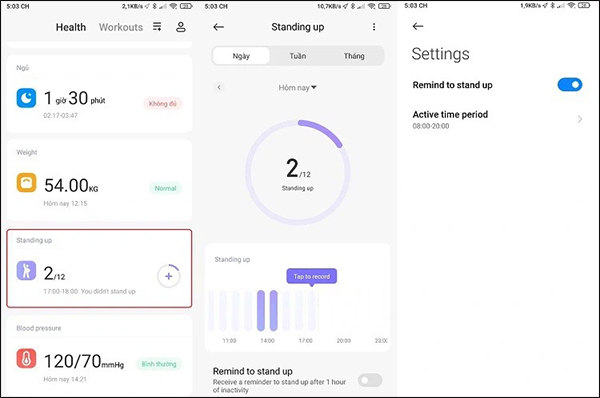 Ứng dụng Mi Health nhắc vận động