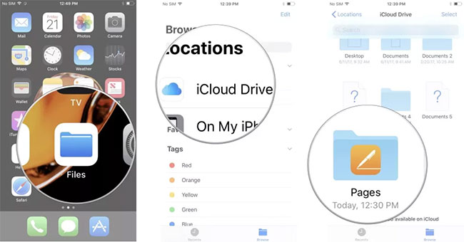 Mở Files, nhấn vào iCloud Drive, sau đó chọn một thư mục