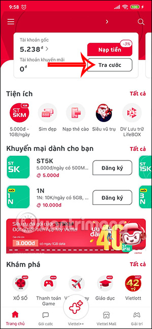 Tra cứu cước trên My Viettel