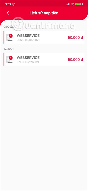 Xem lịch sử nạp tiền trên My Viettel