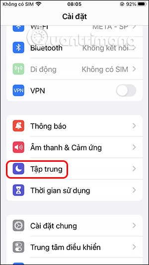 Tập trung trên iPhone