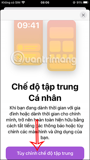 Chỉnh chế độ Tập trung