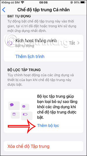 Thêm bộ lọc chế độ Focus iPhone