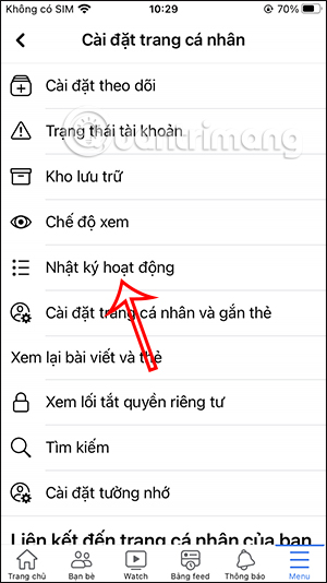 Nhật ký hoạt động Facebook