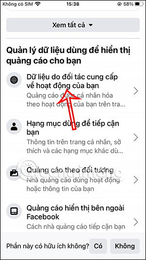 Dữ liệu thu thập để quảng cáo trên Facebook