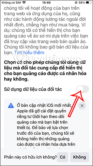 Tắt thu thập dữ liệu Facebook