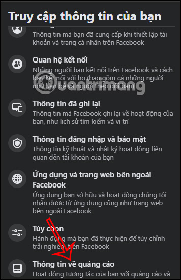 Thông tin về quảng cáo trên Facebook