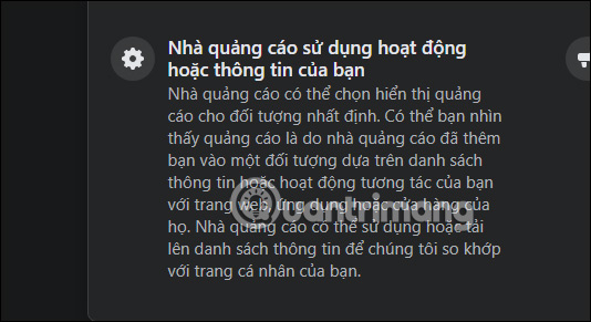 Nhà quảng cáo sử dụng hoạt động hoặc thông tin của bạn trên Facebook