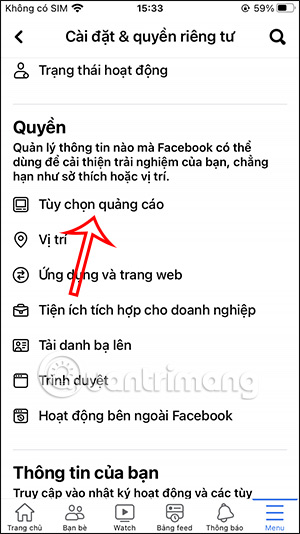 Tùy chọn quảng cáo