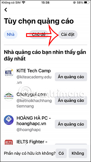 Cài đặt quảng cáo Facebook