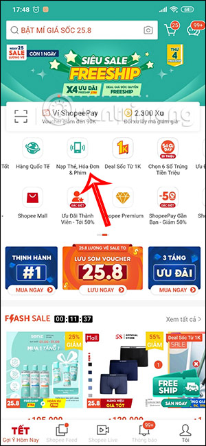 Thanh toán hóa đơn MibiFone trên Shopee