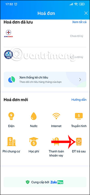 Thanh toán hóa đơn trả sau Mobifone trên ZaloPay