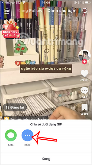 Mở rộng tùy chọn chia sẻ video TikTok