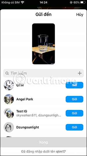 Gửi ảnh GIF TikTok lên Instagram