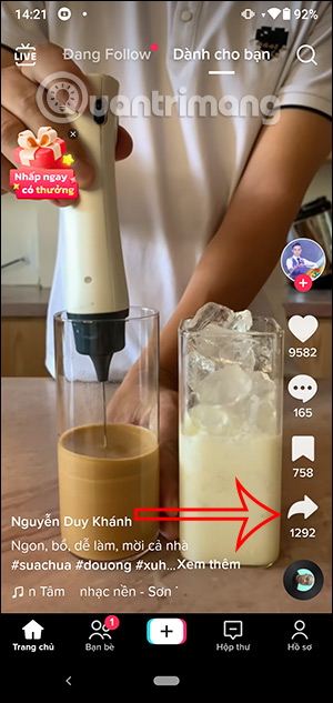 Chia sẻ video TikTok Android